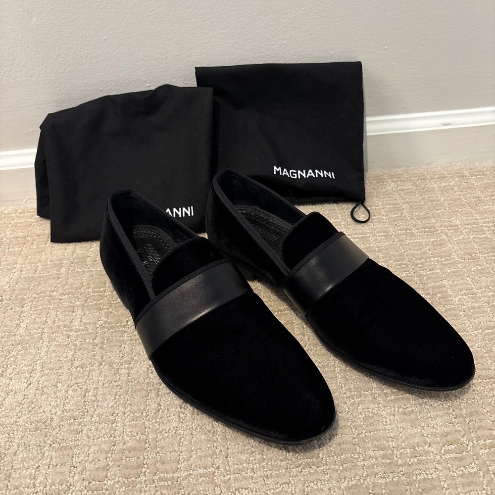 Magnanni Men's Jenaro Black Velvet Loafers Formal Size 42‎ 9